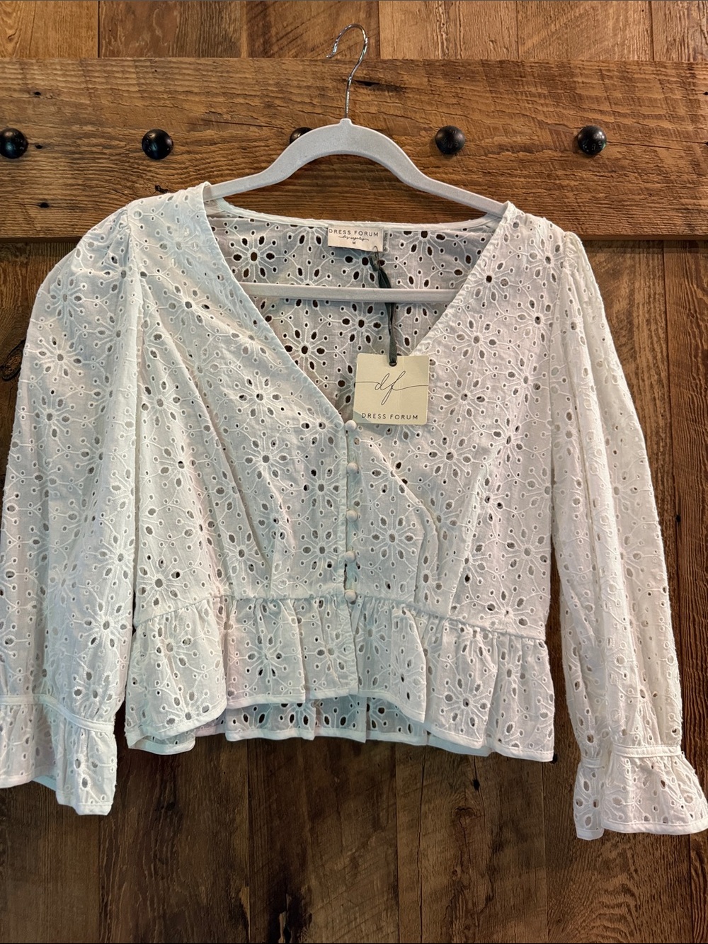 Dress Forum White Eyelet Peplum Blouse
